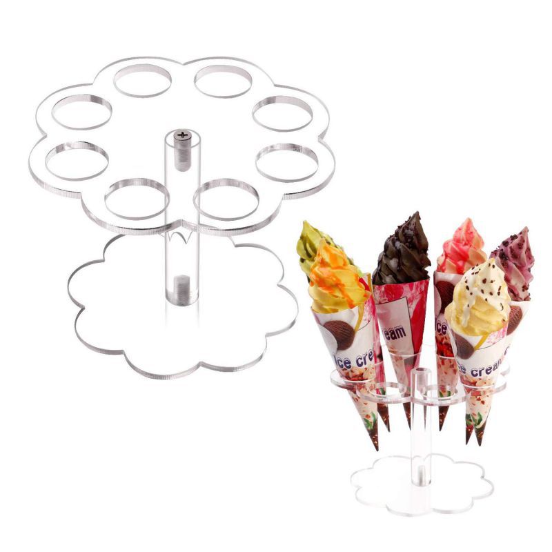 Cotton Candy Cone - アイスクリームコーンホルダー アクリルディスプレイラック ワッフルコーン、カップケーキ、手巻き寿司、ポップコーン、綿菓子の陳列用スタンド