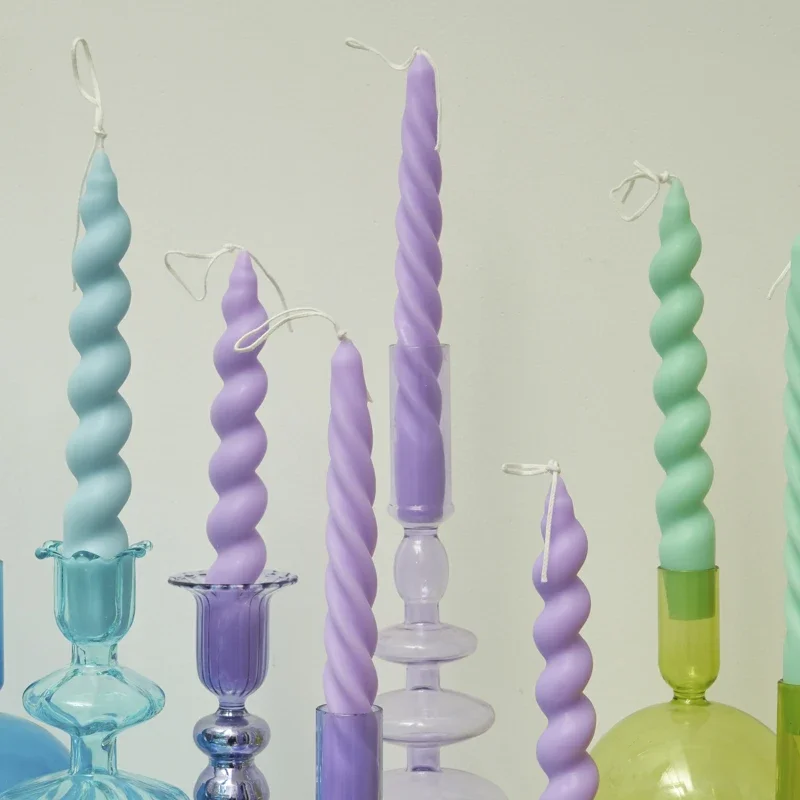 Centerpiece Stick - 家の装飾用のスパイラルキャンドル,2個,円錐形のキャンドル