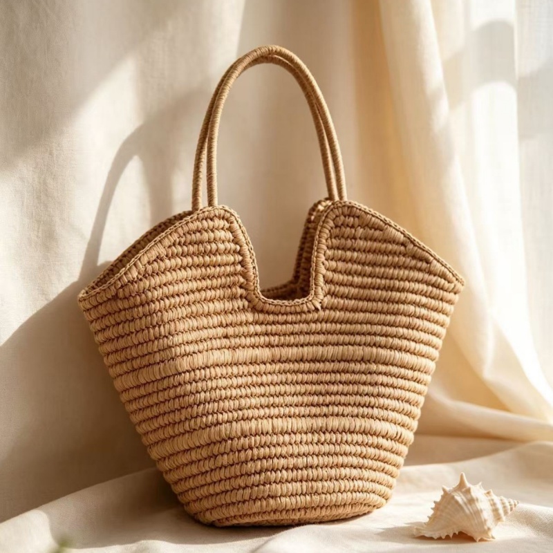 Paper Straw Color - フランス風無地ストロー織りトートバッグ手作り紙ロープ編みハンドバッグレジャー休暇観光用脇下女性用バッグ