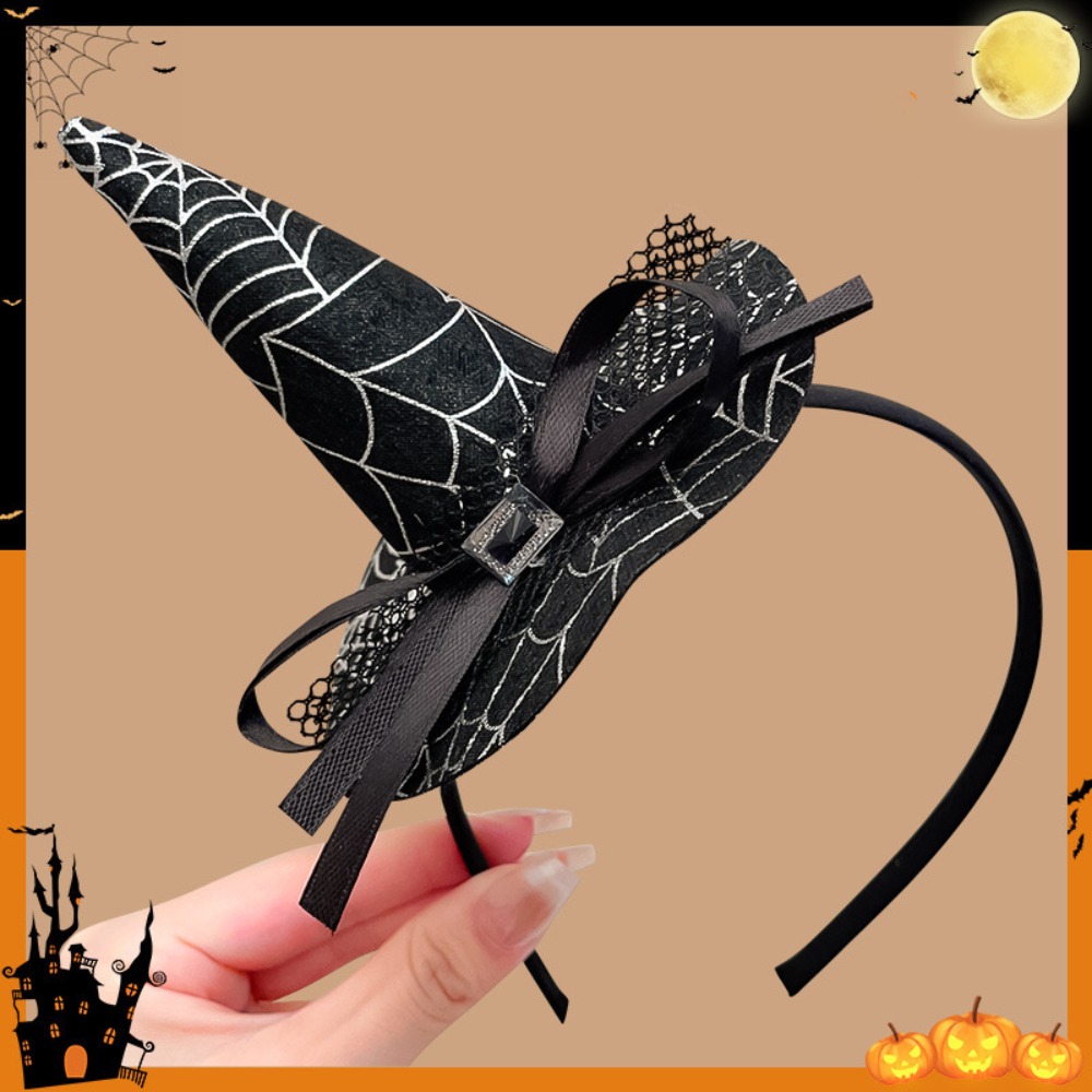 Party Hat Cone - スパイダーハロウィン魔女帽子ヘッドバンドゴーストパンプキンハロウィンパーティーヘアバンド漫画スパンコールコーンハットヘアフープ