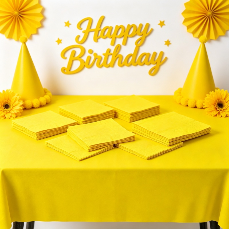 Table Cloth Disposable - 黄色のテーブルクロスナプキンセットポータブル使い捨て屋外ピクニック誕生日家庭屋内ホリデー宴会毎日のパーティーテーブルトップ装飾