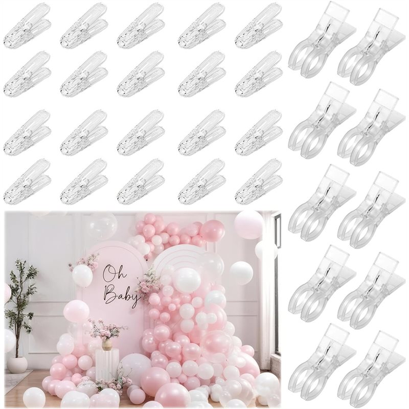 Balloon Arch Kit - ABBP-30 パック バルーンアーチクリップ 大型3.5インチ背景クリップ10個＆小型2.4インチ透明ヘビーデューティークリップ20個 バルーンキット用