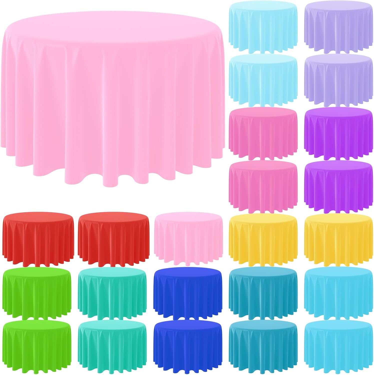 Table Cloth Disposable - パーティーの装飾用の使い捨ての丸いプラスチックテーブルクロス,モノクロ,パーティー用のカラフルなテーブルクロス
