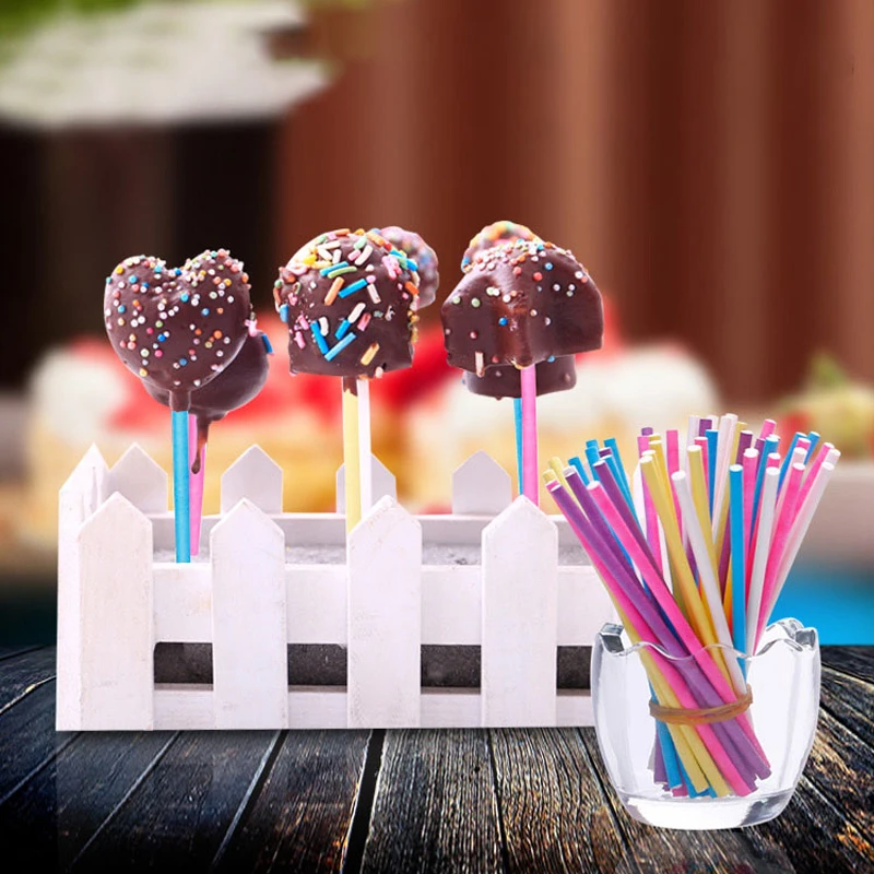 Paper Straw Color - 100 ピース/ロット紙ロリポップスティックキャンディカラフルなケーキポップキャンディポップケーキスティック 10*3.5 センチメートルホームベーキング用品ペーストツール