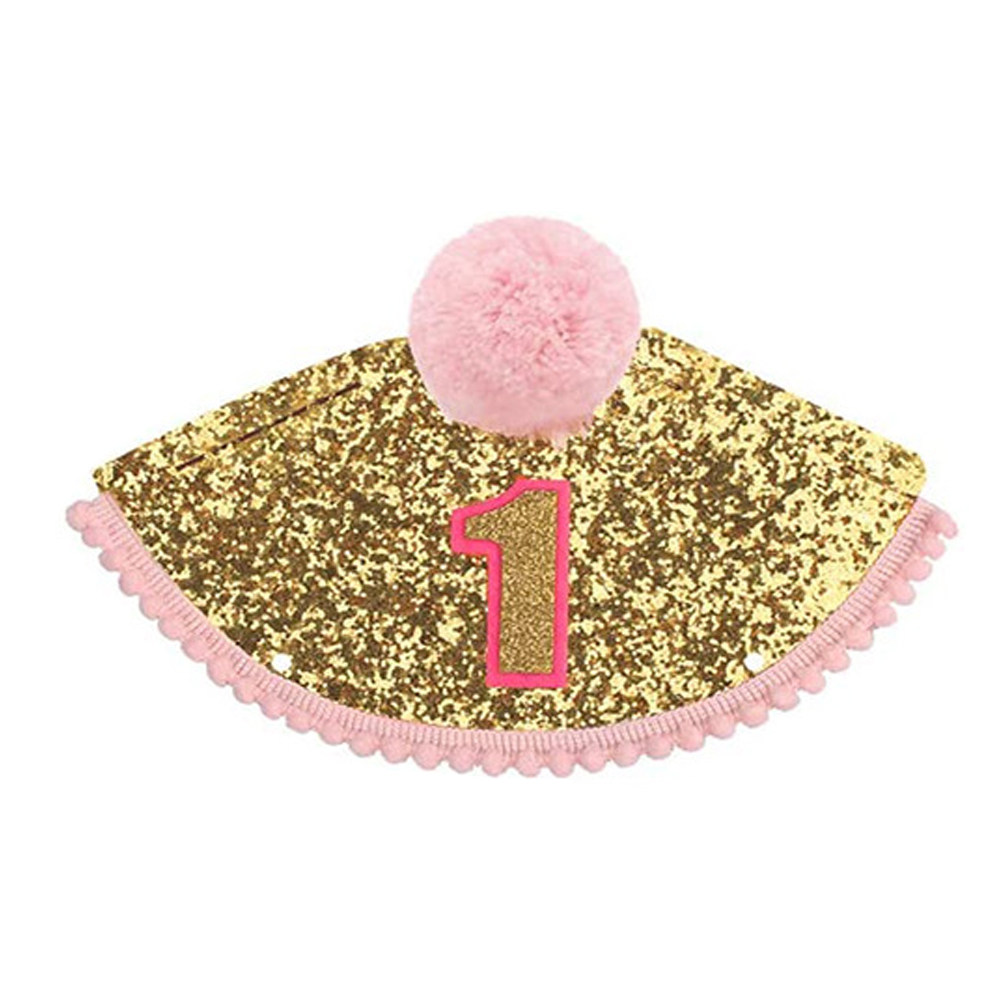 Party Hat Cone - ピンクの誕生日帽子 1歳の誕生日パーティー用コーンハット 柔らかい生地 軽量 快適なフィット感 お祝いの装飾