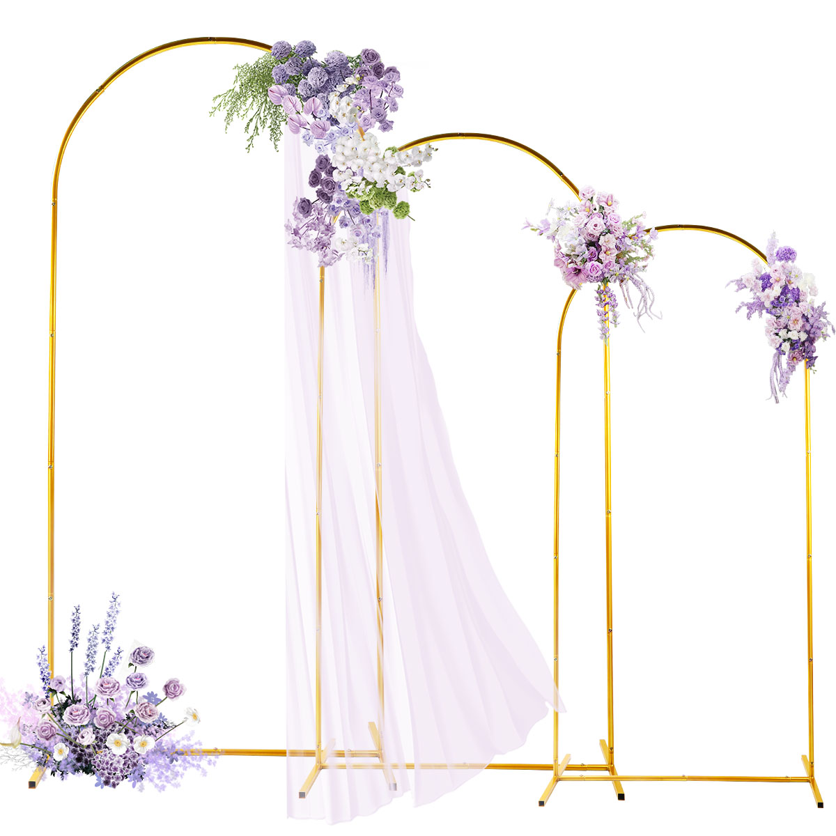 Balloon Arch Kit - 3パック ゴールデンメタルアーチキット、調節可能＆ポータブル背景スタンド パーティー 結婚式 ガーデン バルーンデコレーション用(6フィート+6.6フィート+7.2フィート)