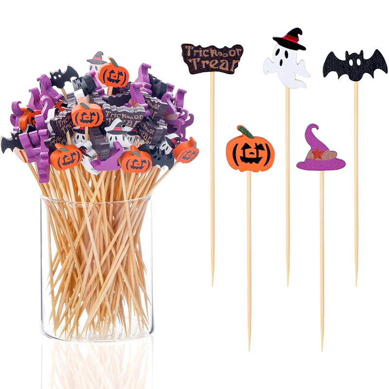 50/100 個ハロウィンパーティーつまようじ使い捨て竹串カ - Centerpiece Stick のレビューと価格