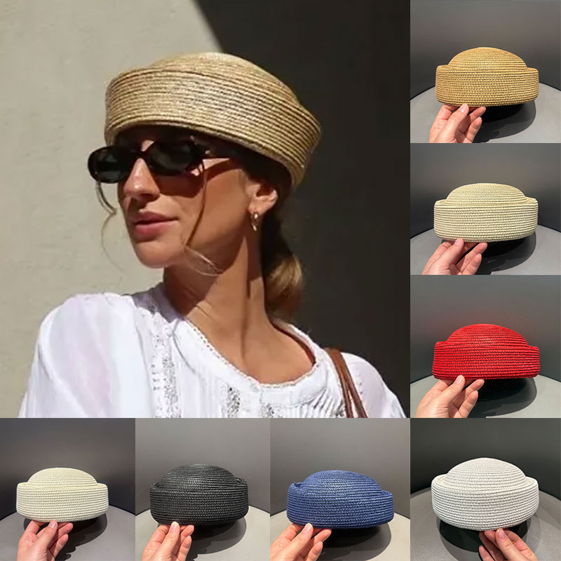 新しい夏の手作りストローピルボックスハット、フェドラ帽、女性 - Paper Straw Color のレビューと価格