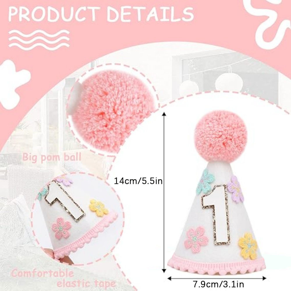 カラフルな花柄の円錐形の誕生日帽子、キュートで魅力的な誕生日 - Party Hat Cone のレビューと価格