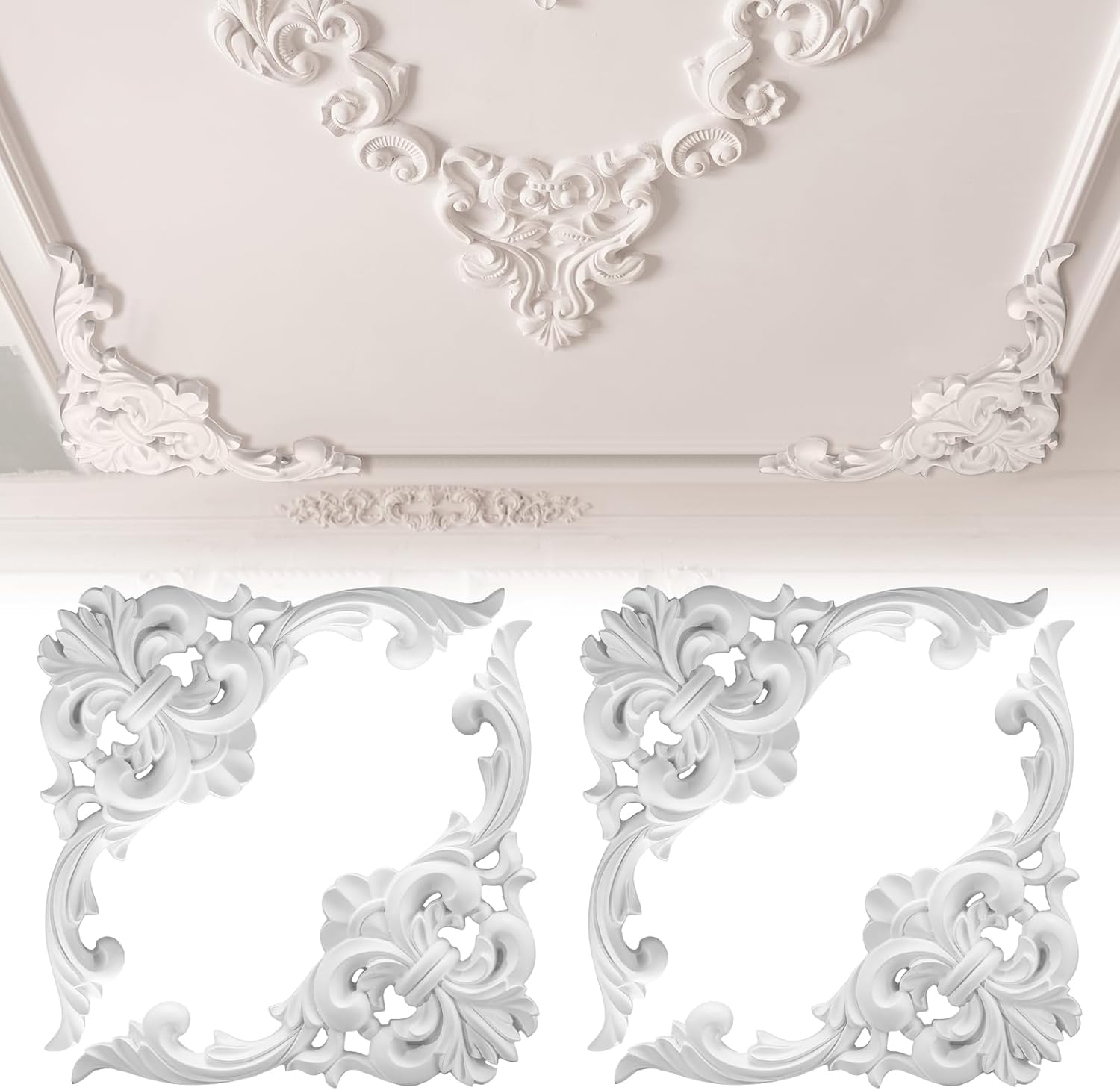 PU天井モールディングキット、コーナー壁画トリム、バロックフ - Flower Wall Panel のレビューと価格
