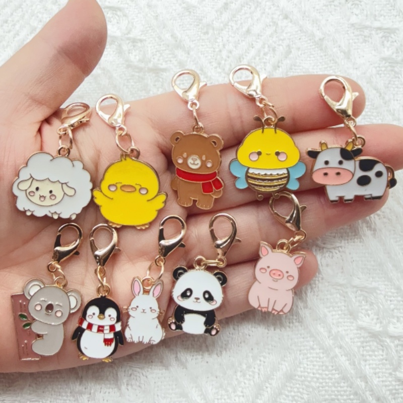 10個入り合金製ドリップオイル漫画動物キーホルダー、バッグ吊 - Event Party のレビューと価格