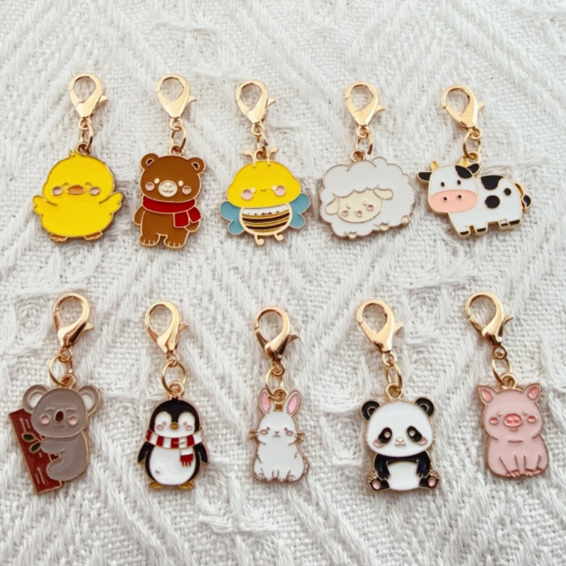 10個入り合金製ドリップオイル漫画動物キーホルダー、バッグ吊 - Event Party のレビューと価格