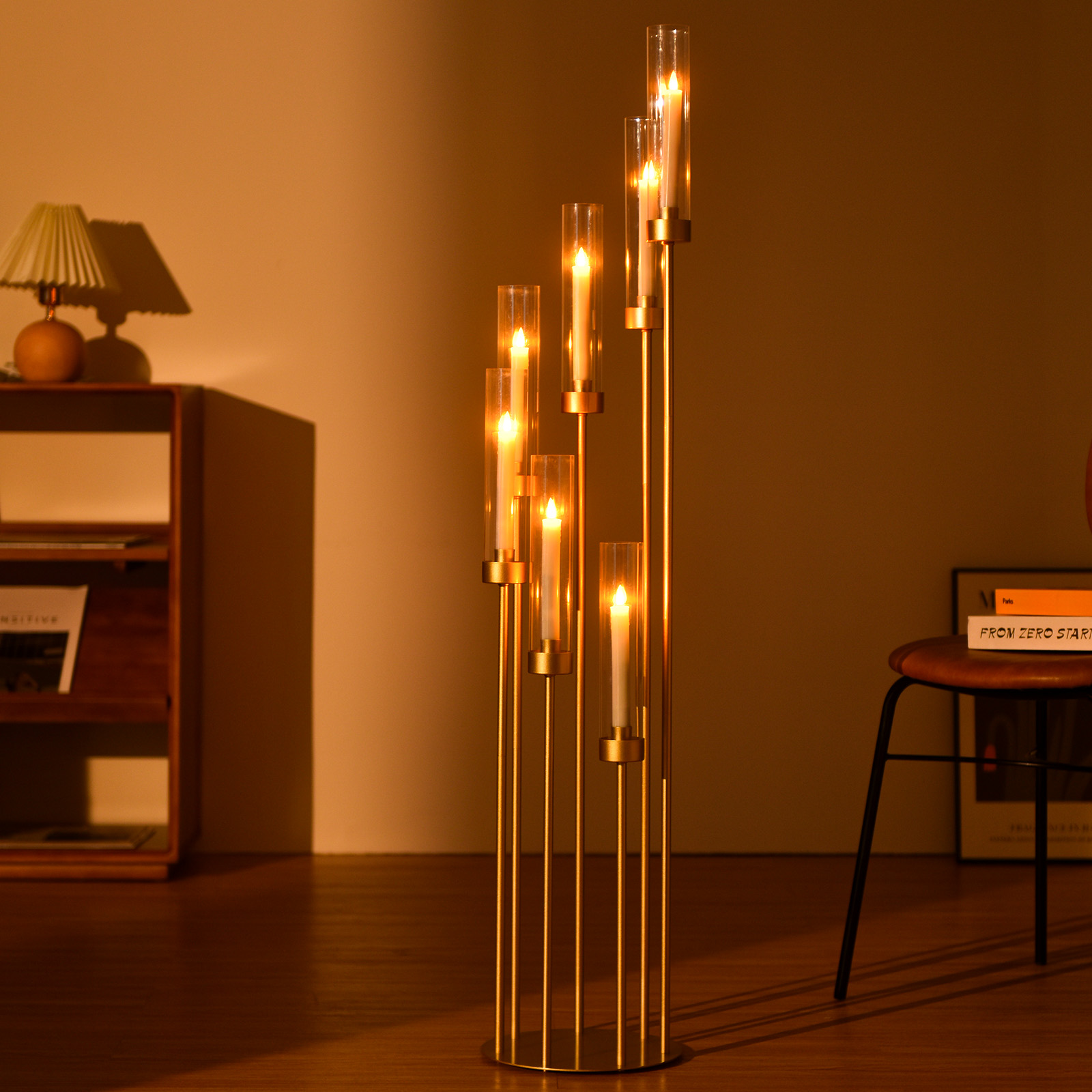 4セット7アームゴールドフロアキャンドルスタンド、高さ48イ - Centerpiece Stick のレビューと価格