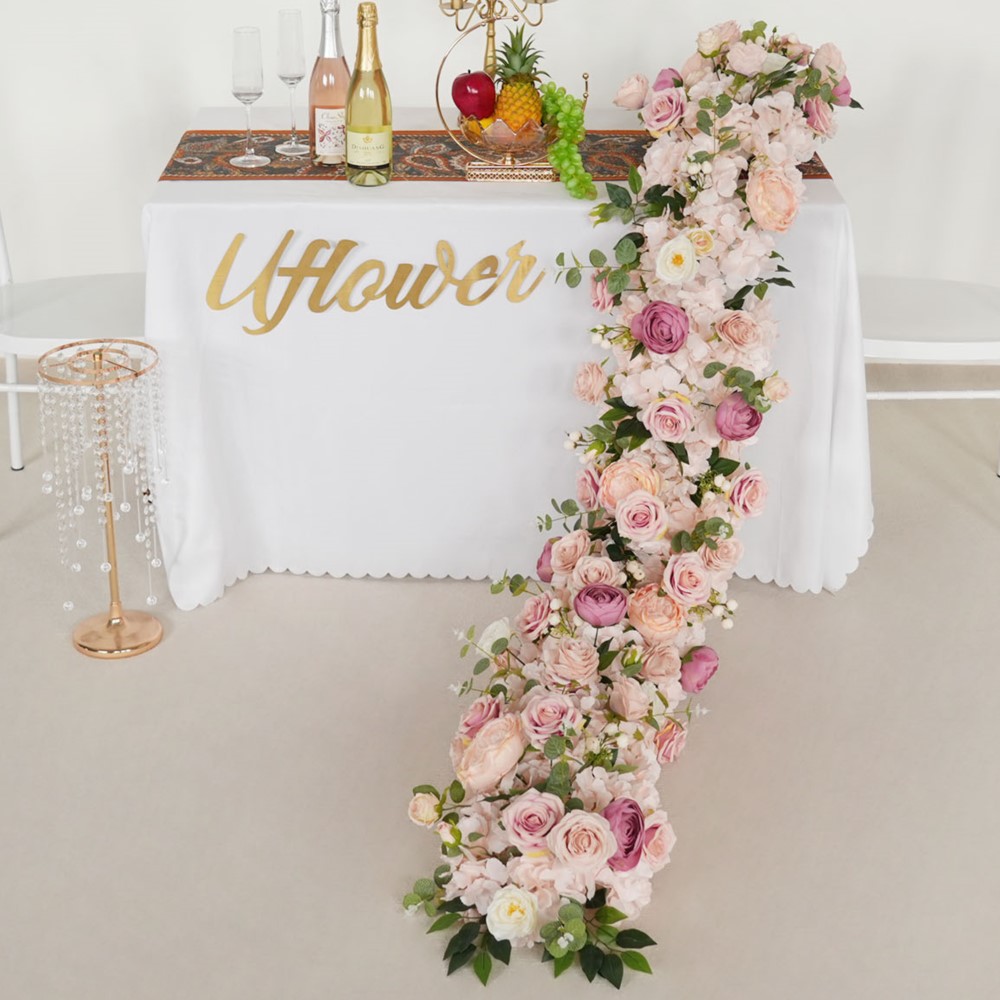 Uflower 200cm ピンクローズアジサイ造花列 ウェ - Flower Wall Panel のレビューと価格