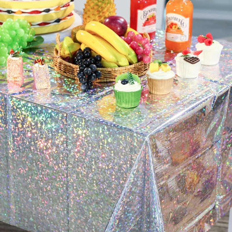 1PC 使い捨てテーブルクロス PE 防水フラッシュレーザー - Table Cloth Disposable のレビューと価格