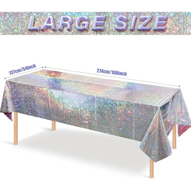 1PC 使い捨てテーブルクロス PE 防水フラッシュレーザー - Table Cloth Disposable のレビューと価格