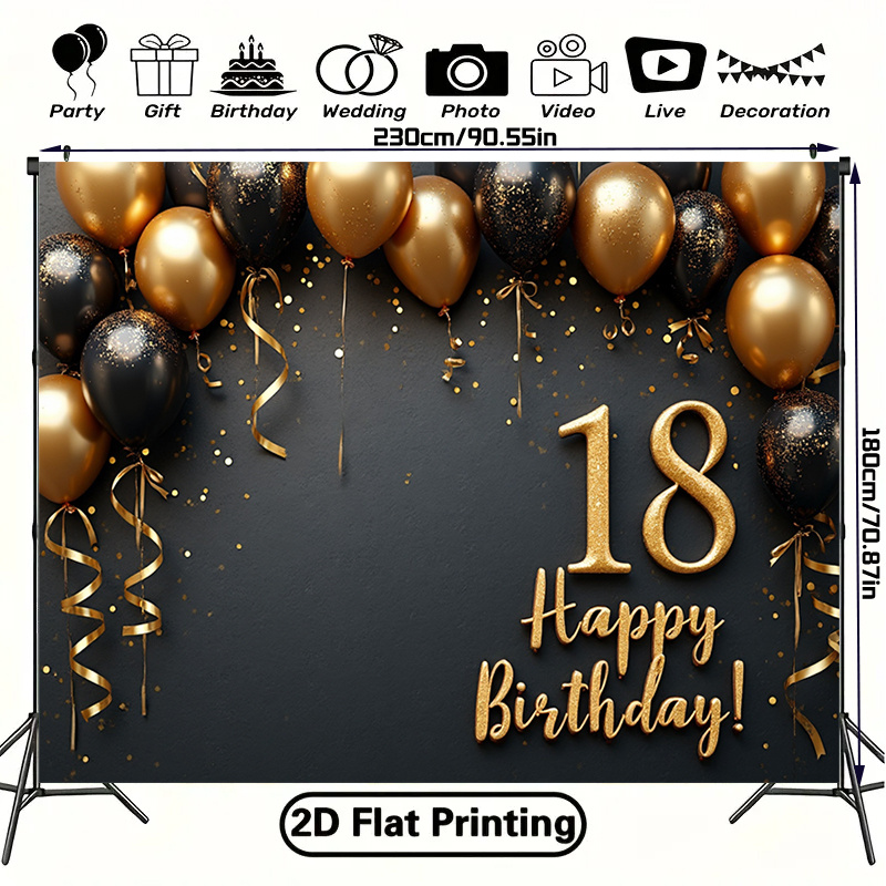 2D 1個入り ブラック＆ゴールドバルーン背景バナー、ポリエ - Party Banner Gold のレビューと価格