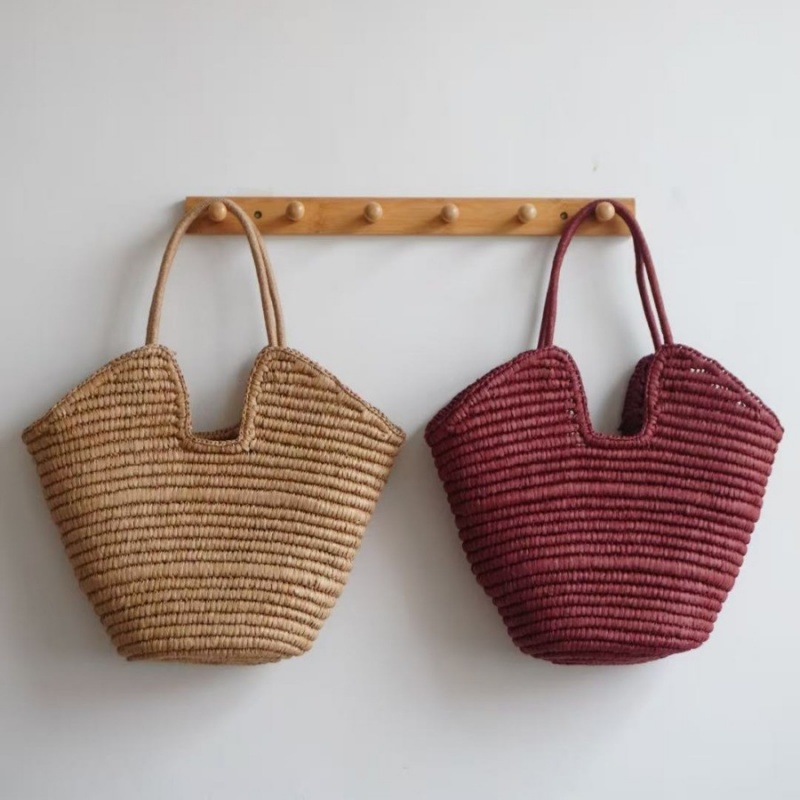 フランス風無地ストロー織りトートバッグ手作り紙ロープ編みハン - Paper Straw Color のレビューと価格