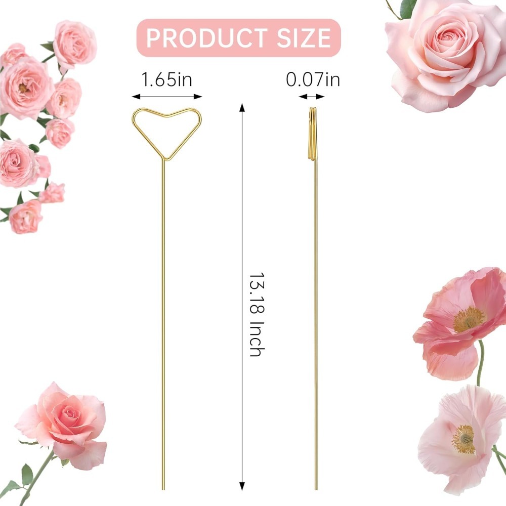40個のハート型メタルカードホルダーピック、花柄ギフトフォト - Centerpiece Stick のレビューと価格