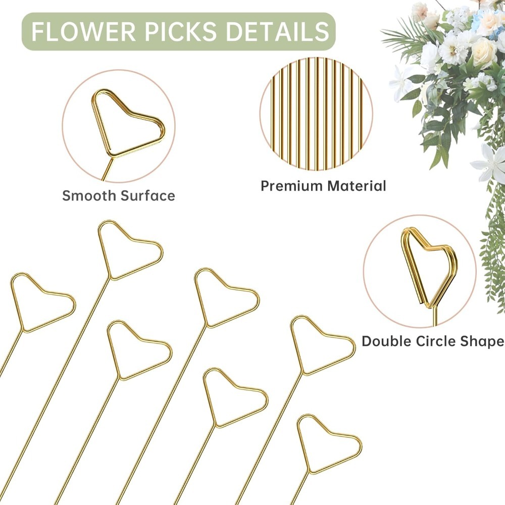 40個のハート型メタルカードホルダーピック、花柄ギフトフォト - Centerpiece Stick のレビューと価格