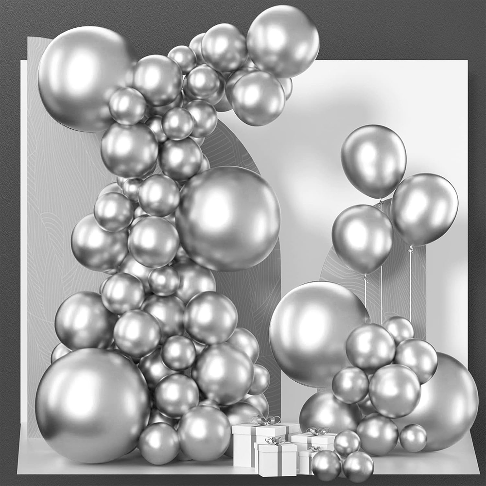 68個入り メタリックシルバーバルーンガーランドアーチキット - Balloon Arch Kit のレビューと価格