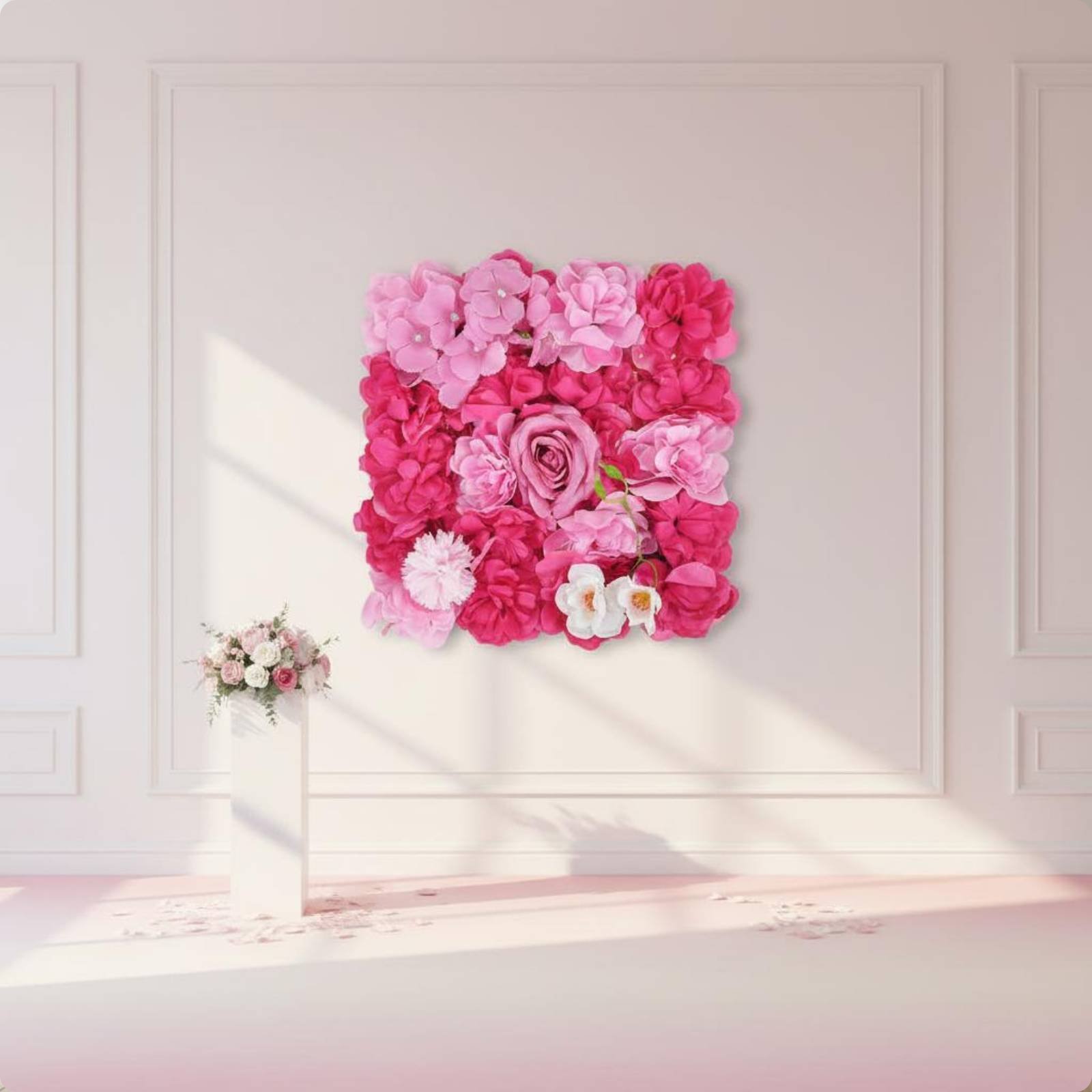 人工花壁パネル 簡単組み立て 人工花壁背景 3Dフラワーバッ - Flower Wall Panel のレビューと価格