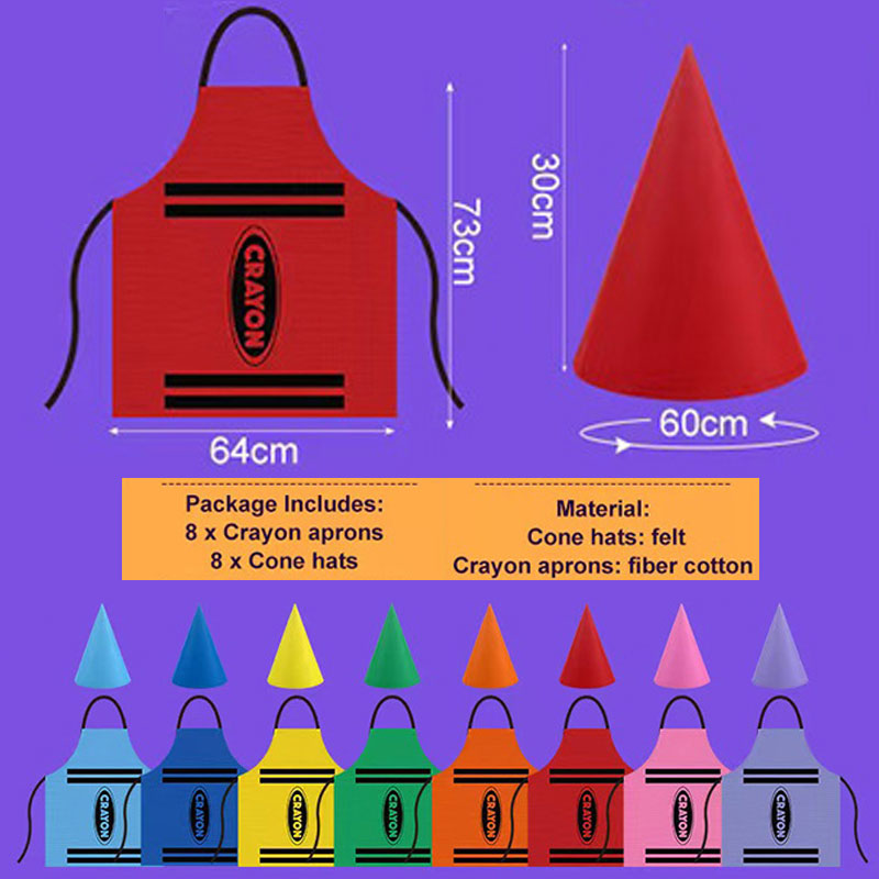 カラフルなクレヨンをテーマにしたノームセット - 子供の誕生 - Party Hat Cone のレビューと価格