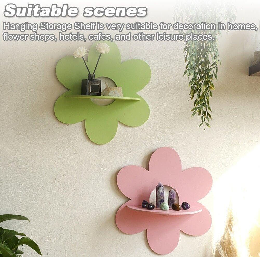 花の形の壁掛け収納ホルダー木製ウォールアート壁飾りフローティ - Flower Wall Panel のレビューと価格