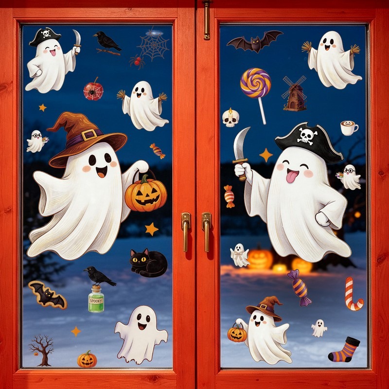 ハロウィンステッカー キャンディーバー ゴーストウィンドウク - Party Event Supply Store のレビューと価格