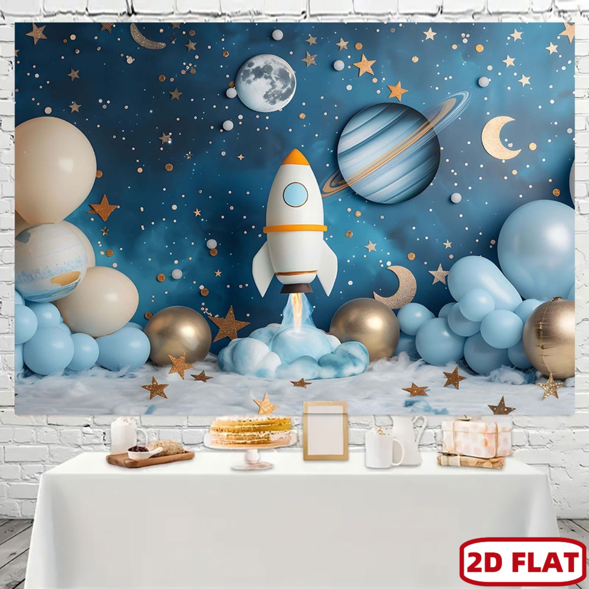 2D フラット 1pc 宇宙テーマパーティーバナー - ロケ - Event Launch Party のレビューと価格
