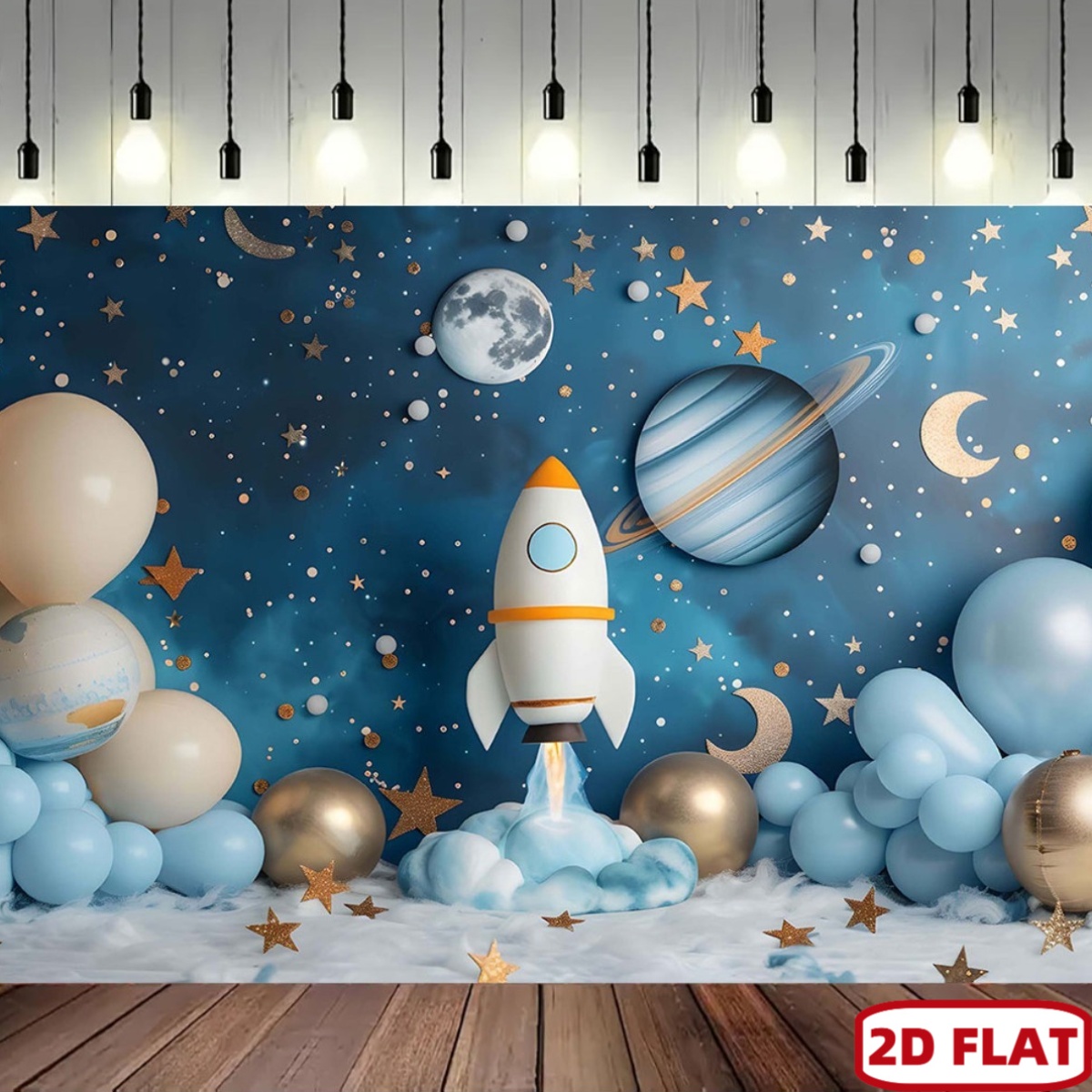 2D フラット 1pc 宇宙テーマパーティーバナー - ロケ - Event Launch Party のレビューと価格