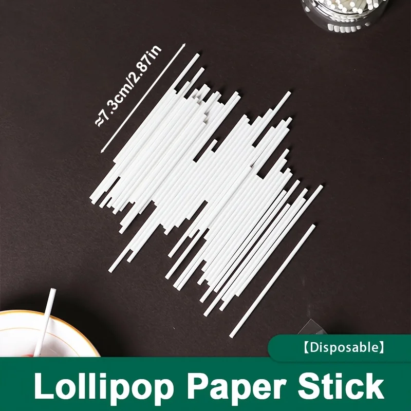 100本入り、使い捨ての白いクラフト紙製ケーキポップスティッ - Paper Straw Color のレビューと価格