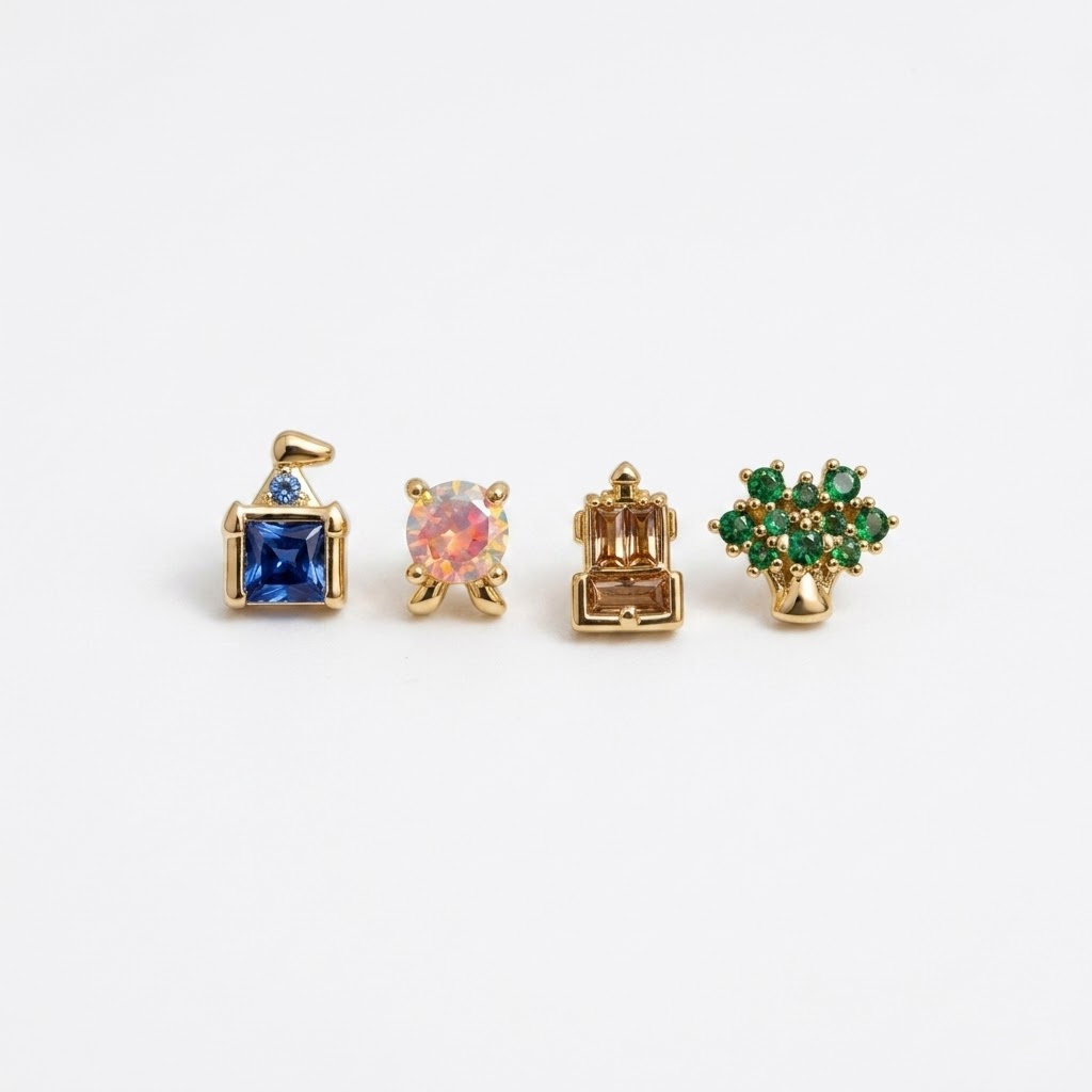 新しい絶妙なかわいい遊園地スタッドピアス女性ガールズファッシ - Event Party のレビューと価格