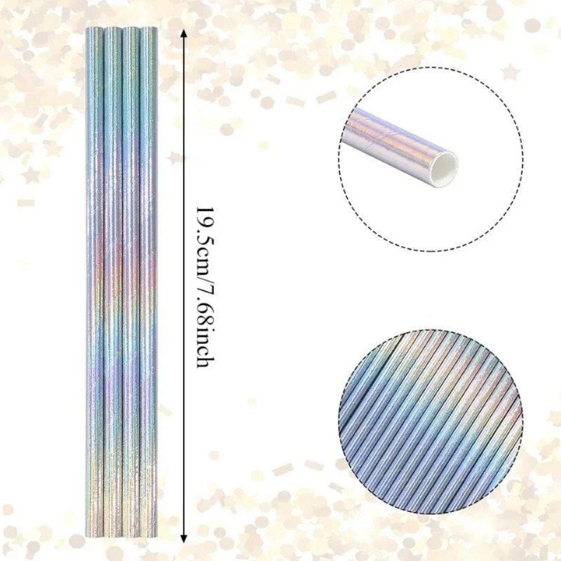 25/50/100 個シルバーレーザー紙ストロー使い捨てスト - Paper Straw Color のレビューと価格