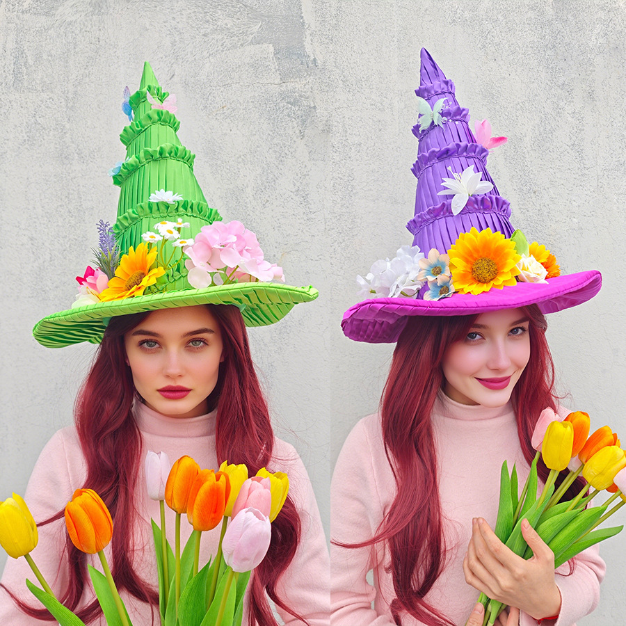 イースターウィッチハット魔法少女帽子パーティーステージ写真撮 - Party Hat Cone のレビューと価格