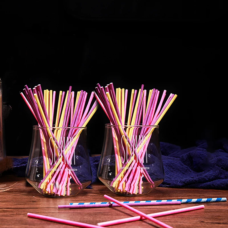 100 ピース/ロット紙ロリポップスティックキャンディカラフ - Paper Straw Color のレビューと価格