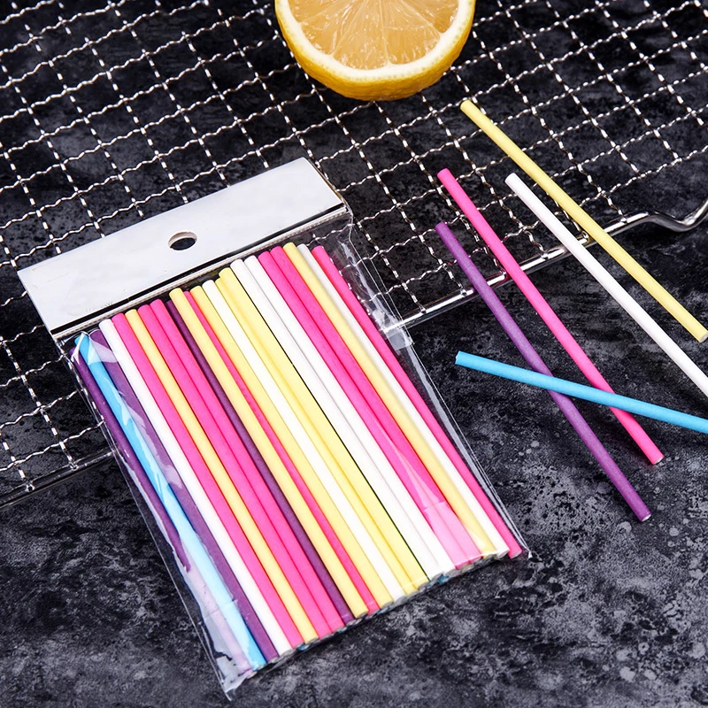 100 ピース/ロット紙ロリポップスティックキャンディカラフ - Paper Straw Color のレビューと価格