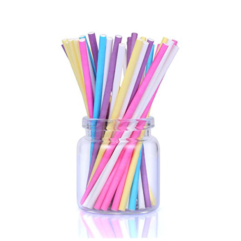 100 ピース/ロット紙ロリポップスティックキャンディカラフ - Paper Straw Color のレビューと価格