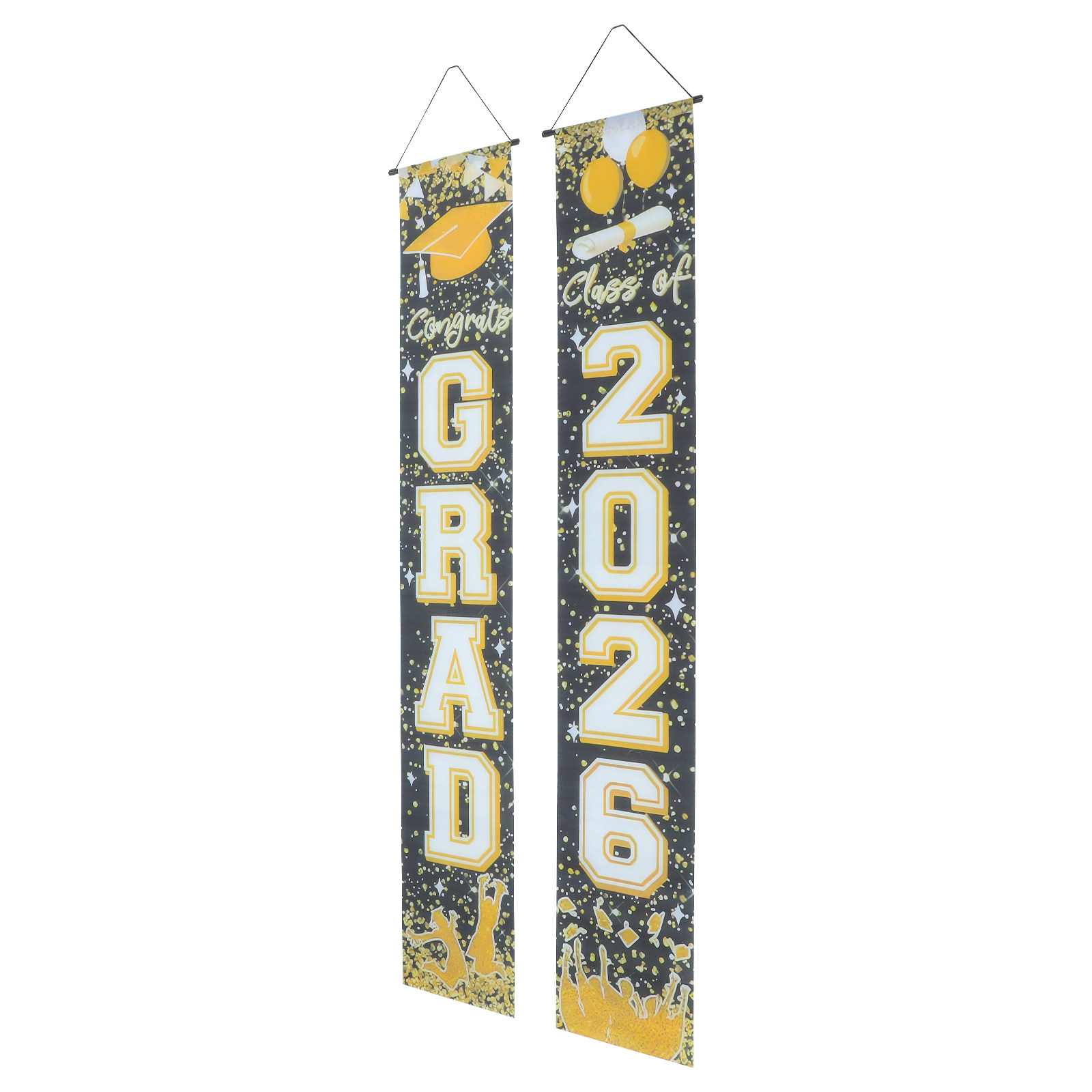 1ペア卒業式ドアカプレット2026ゴールドフォイルエッジバナ - Party Banner Gold のレビューと価格