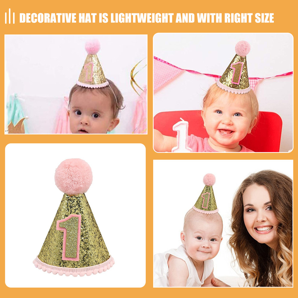 ピンクの誕生日帽子 1歳の誕生日パーティー用コーンハット 柔 - Party Hat Cone のレビューと価格