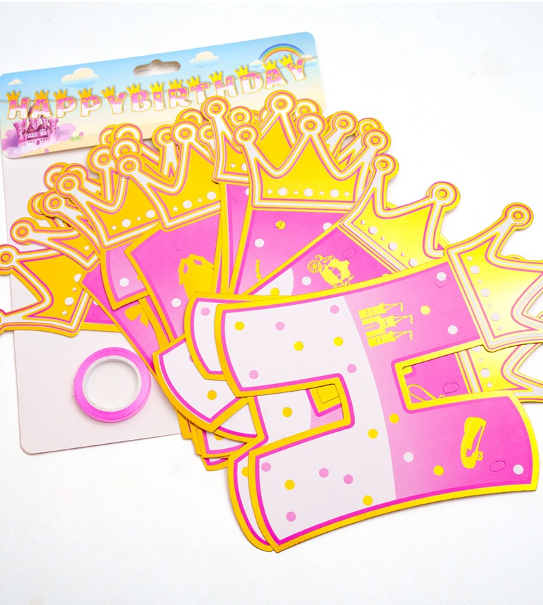 ピンクのプリンセスフローラルバナー,誕生日のテーマ,出生前の - Party Banner Gold のレビューと価格