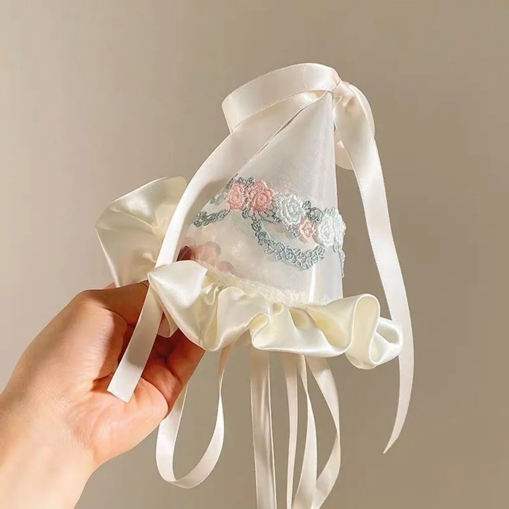 かわいいスタイルの刺繍メッシュ誕生日帽子ヘアクリップリボンフ - Party Hat Cone のレビューと価格