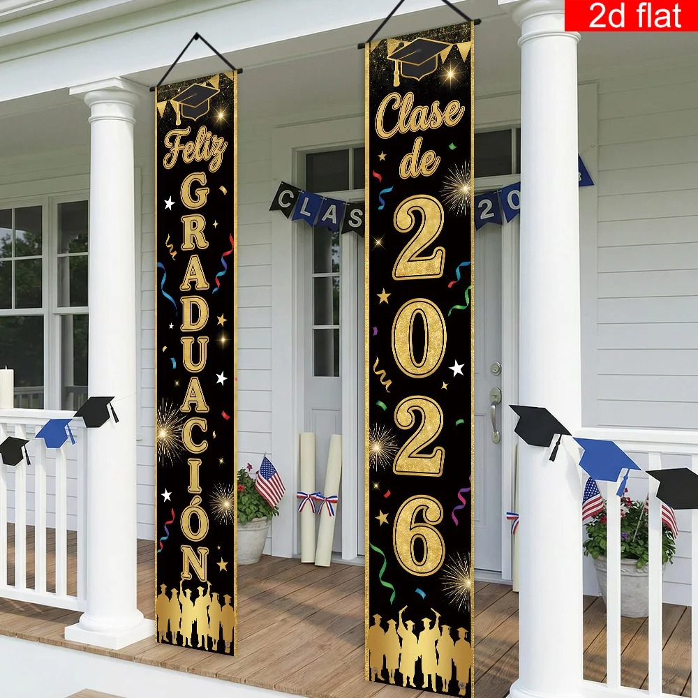 Feliz Graduacion 2026年卒業式バナー、黒 - Party Banner Gold のレビューと価格