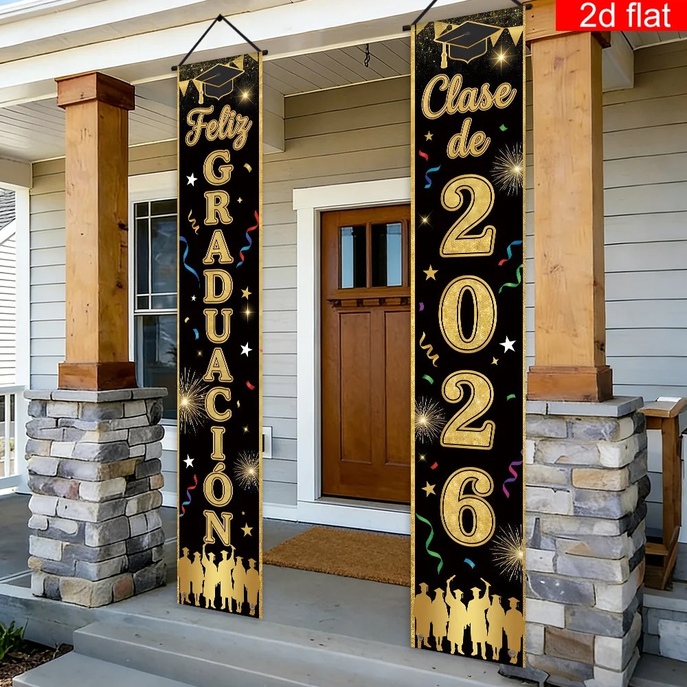 Feliz Graduacion 2026年卒業式バナー、黒 - Party Banner Gold のレビューと価格