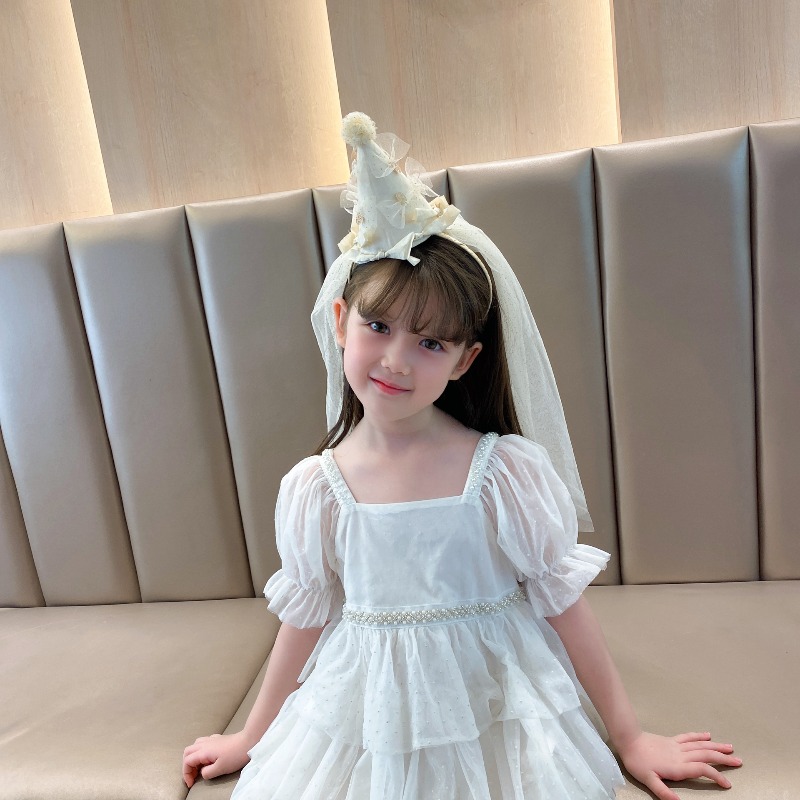 子供の誕生日パーティーヘッドバンド スパークルチュールベール - Party Hat Cone のレビューと価格