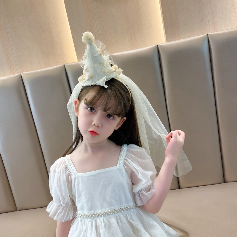 子供の誕生日パーティーヘッドバンド スパークルチュールベール - Party Hat Cone のレビューと価格