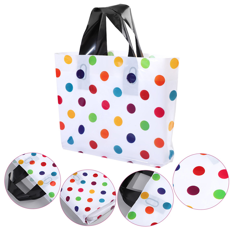18 個水玉模様のトートバッグ厚みのある大型プラスチックギフ - Party Event Supply Store のレビューと価格
