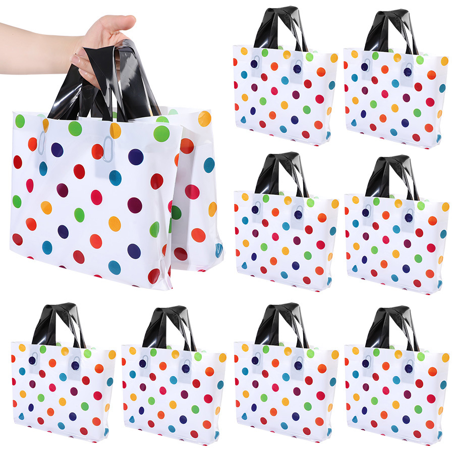18 個水玉模様のトートバッグ厚みのある大型プラスチックギフ - Party Event Supply Store のレビューと価格